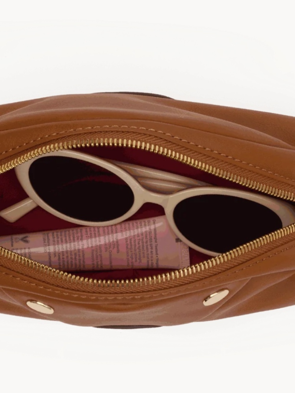Hammitt Shelly Leather Cocoa Cosmetic Pouch/Clutch w/Gold Hardware - NEW w/tags - Picture 6 of 8